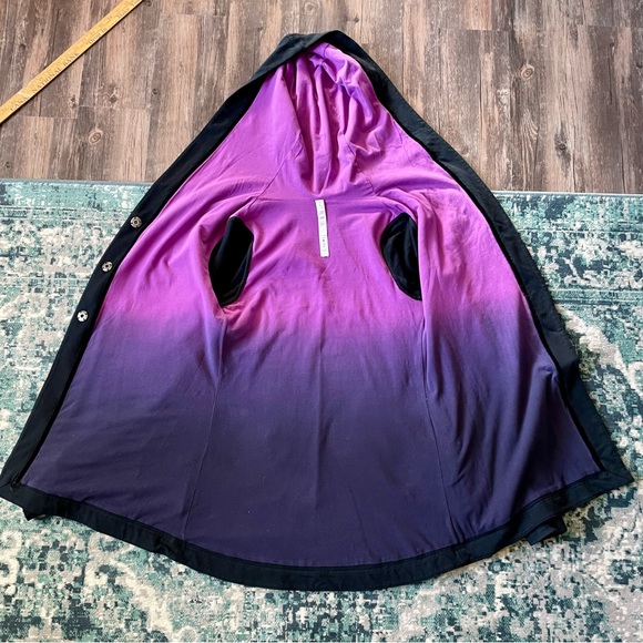 Lululemon Black Hooded Jacket 6 Yoga Ombré Purple Lining Pockets Awareness Coat - Picture 9 of 15